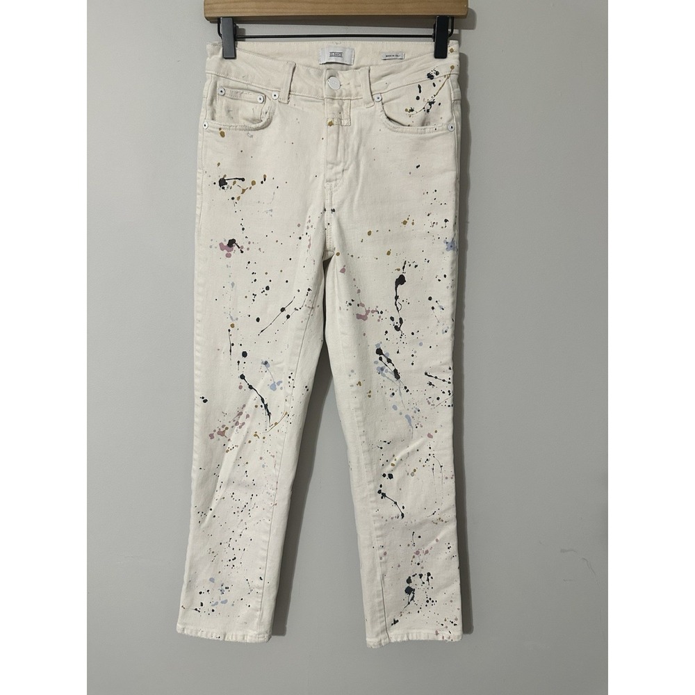 Rare CLOSED GLOW Special Edition Straight Cropped Ankle Jeans Paint Splatter 25